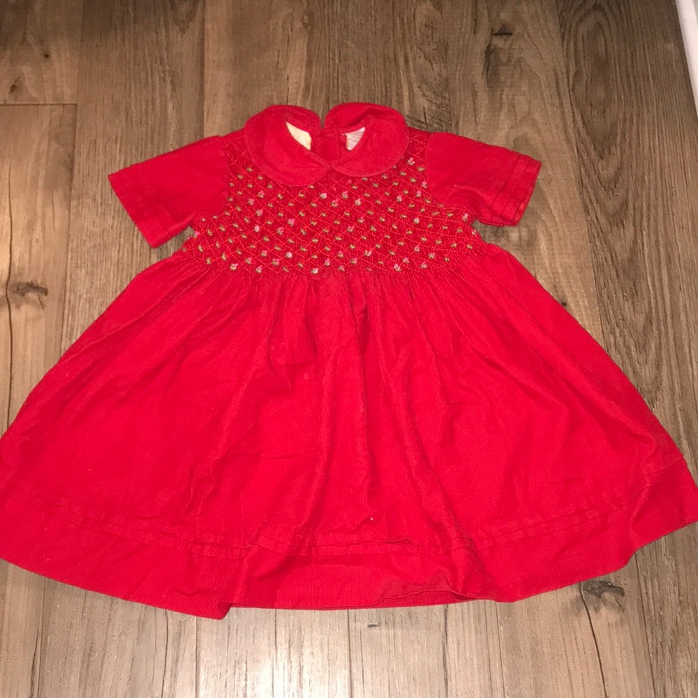 Red smocked dress